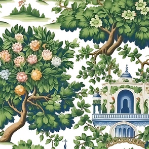 Garden of Serenity - White Background - Wallpaper