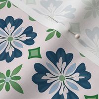 Madison Blue Floral Tile -  Petal Pink 