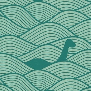 Nessie Rides the Waves (Emerald and Seafoam Green)