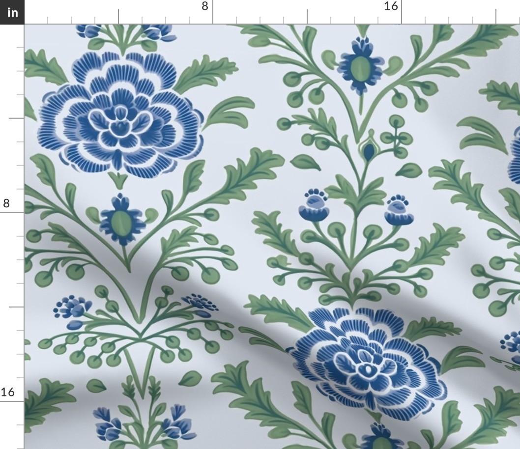 Genevieve Damask - Sky Blue -Wallpaper 