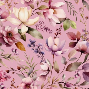 Amaranthine Floral Watercolor - Mauve