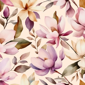 Magnolia Botanical Watercolor Floral - Cream