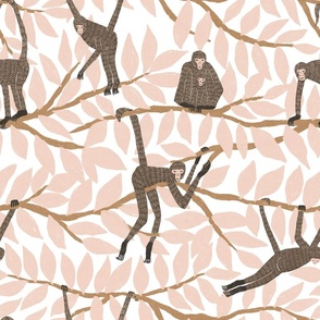 large - spider monkeys - white/pink