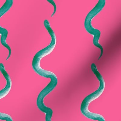 Snake Stripes in Green and Hot Pink