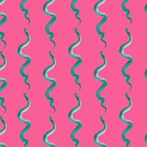 Snake Stripes in Green and Hot Pink