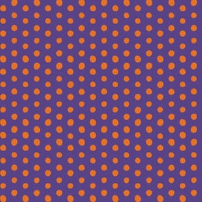 halloween crooked dots - orange dots on purple - spooky polka dots fabric