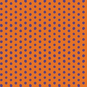 halloween crooked dots - purple dots on orange - spooky polka dots fabric