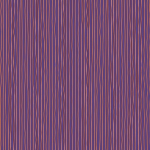 halloween crooked lines - orange lines on purple - spooky wonky lines fabric