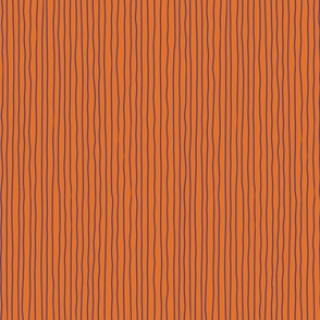 halloween crooked lines - purple lines on orange - spooky wonky lines fabric