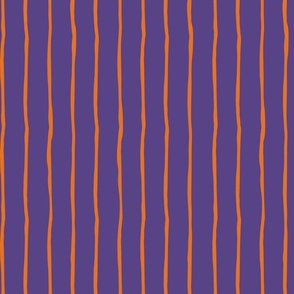 halloween crooked stripe - purple stripes on orange - spooky wonky stripe fabric