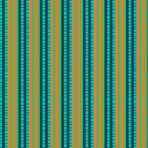 Toothy stripes-orange, teal on aqua