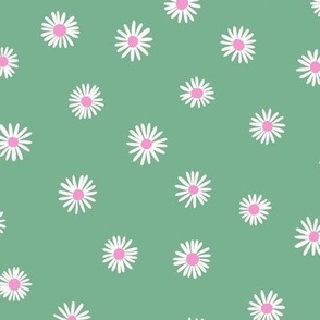 Colorful Chamomile Flowers in Bright Preppy Pink and Green 