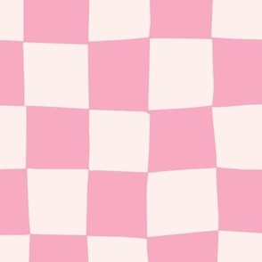Wonky Check Paper Cut Checkerboard in Pink and Cream (Large)