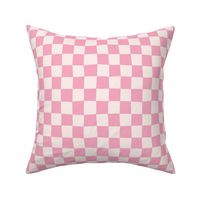 Wonky Check Paper Cut Checkerboard in Pink and Cream (Medium)