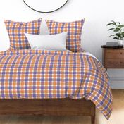 halloween crooked plaid - orange and purple checks - spooky large wonky gingham