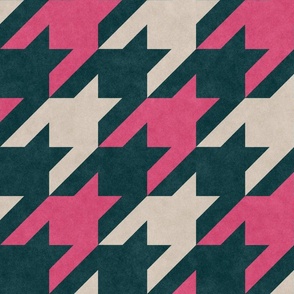 Houndstooth | Green and Pink | Large Print