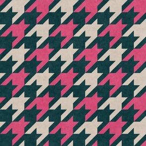 Houndstooth | Green, Cream, and Pink | Small Print