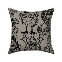 Cool hand-drawn spooky creative monsters coordinate warm gray