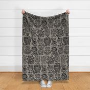 Cool hand-drawn spooky creative monsters coordinate warm gray