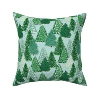 Seasonal landscape rustic forest trees-Mint green SMALL