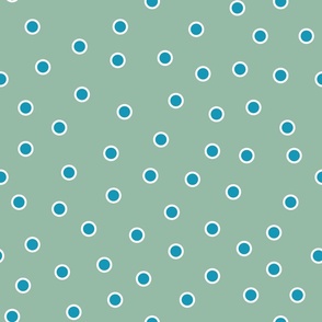 Double Dots Turquoise on Mint Green: Medium