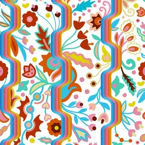 Mid-century Modern Cute Floral - bright colors