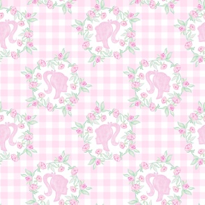 Princess Wallpaper on pink gingham plaid