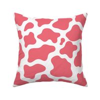 Large Scale Cow Print Watermelon Pink on White
