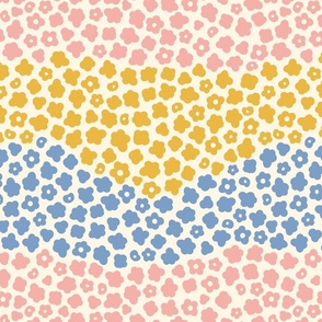 ditsy flower meadow - cream pink blue yellow