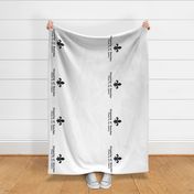  Property of Downton. Tea Towel. Fleur de Lis. Black & White.