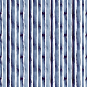 Blue Christmas - Blue Forest (Small), navy blue watercolor stripe by Lindsay Potter Creative