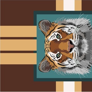 Tiger face 1CA for towel or wall hanging (Chocolate background)