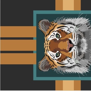 Tiger face 1GA for towel or wall hanging (black background)