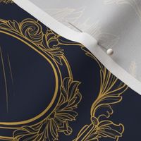 Dark Academia Gallery Wall in Navy and Gold - Lineart Only - Large Scale