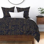 Dark Academia Gallery Wall in Navy and Gold - Lineart Only - Large Scale