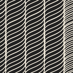 (Jumbo) Curved Stripes Black and White 