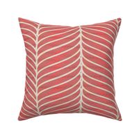 (L) Curved Chevron Cream on Red
