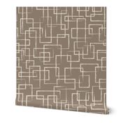 Large scale, Abstract overlapping cream white rectangles, brush strokes on beige brown. Great for home decor