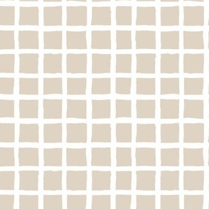 Painted Plaid / Beige and White / Window Pane