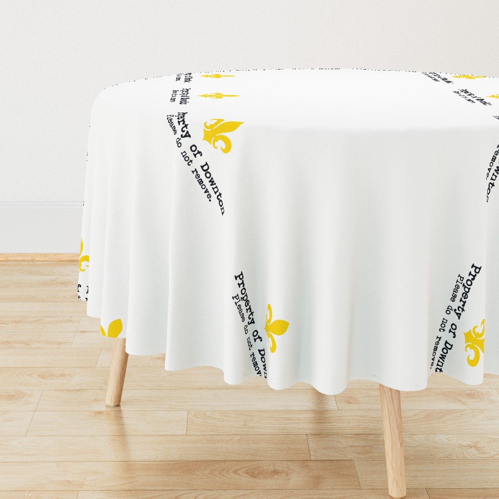  Property of Downton. Tea Towel. Fleur de Lis.   Yellow.