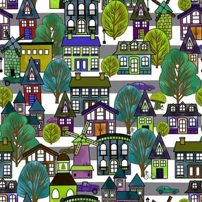 Can You Find_A Gnome And It's Home In Town? // Purple, Green, Blue