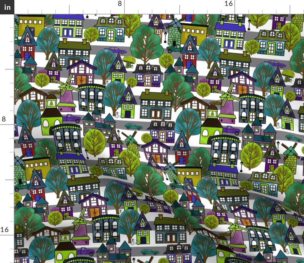 Can You Find_A Gnome And It's Home In Town? // Purple, Green, Blue