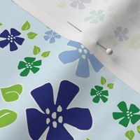 Floral Stripe Blue and Green