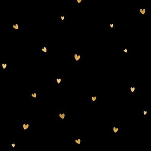 Gold love Hearts on Black / Small