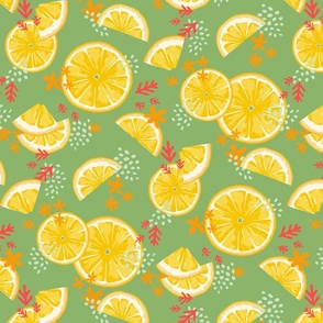 Happy Little Lemons on Green