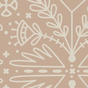 Light Brown with White Flower Doodles