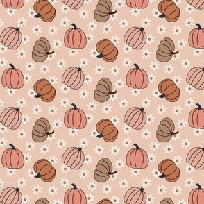 Groovy Neutral Pumpkins on soft Pink - 1 inch