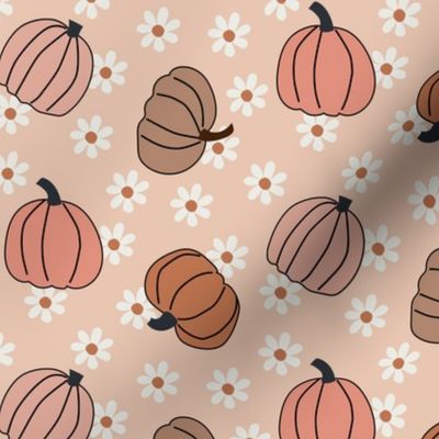 Groovy Neutral Pumpkins on soft Pink - 2 inches