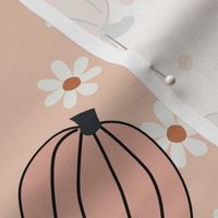 Groovy Neutral Pumpkins on soft Pink - 3 inches