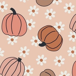 Groovy Neutral Pumpkins on soft Pink - 3 inches